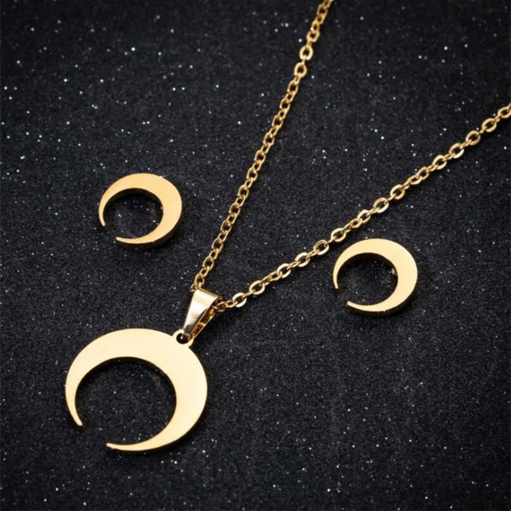 - GOLD MOON ♡ Stainless Steel SET - Picture 1 of 5